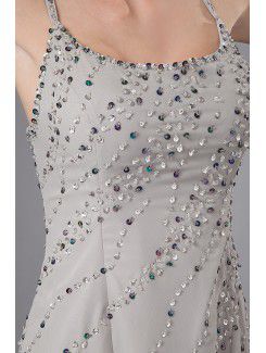 Chiffon Spaghetti Straps Sweep Train Column Mother Of The Bride Dress with Sequins