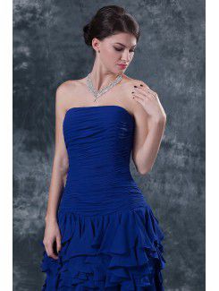 Chiffon Strapless Sweep Train A-line Mother Of The Bride Dress with Ruffle