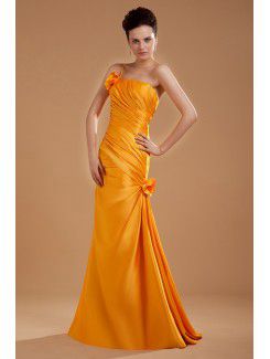 Taffeta One-Shoulder Floor Length Mermaid Mother Of The Bride Dress with Hand-made Flower