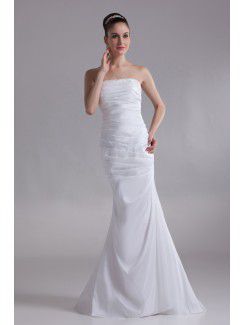 Tafty bez ramiączek długość podłogi syrena haftowana suknia ślubna