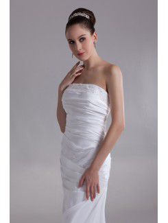 Taffeta Strapless Floor Length Mermaid Embroidered Wedding Dress