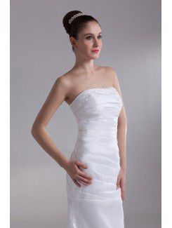 Taffeta Strapless Floor Length Mermaid Embroidered Wedding Dress