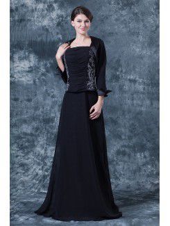 Chiffon Spaghetti Straps Floor Length A-line Mother Of The Bride Dress with Jacket