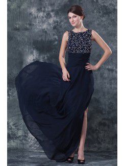 Chiffon Bateau Sweep Train A-line Mother Of The Bride Dress with Sequins