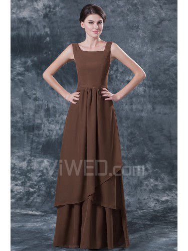 Chiffon Square Floor Length A-line Mother Of The Bride Dress with Ruffle