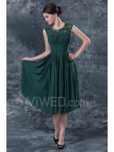Chiffon Jewel Knee-Length Column Mother Of The Bride Dress