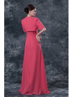 Chiffon Square Floor Length A-line Mother Of The Bride Dress with Jacket