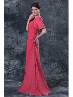 Chiffon Square Floor Length A-line Mother Of The Bride Dress with Jacket