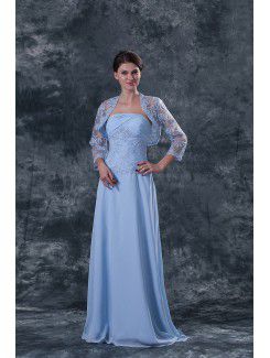 Chiffon Strapless Floor Length A-line Mother Of The Bride Dress with Jacket