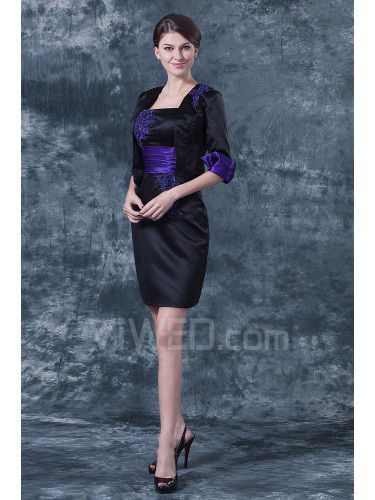 Satin Square Short Sheath Mother Of The Bride Dress with Jacket