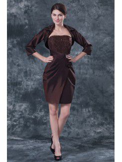 Taffeta Strapless Knee-Length Sheath Mother Of The Bride Dress with Sequins and Jacket
