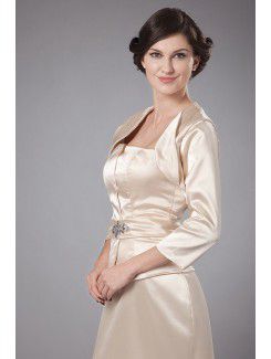 Satin Strapless Floor Length A-line Mother Of The Bride Dress with Crystals and Jacket
