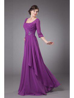 Chiffon Square Floor Length Column Mother Of The Bride Dress