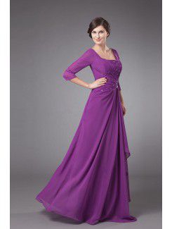 Chiffon Square Floor Length Column Mother Of The Bride Dress