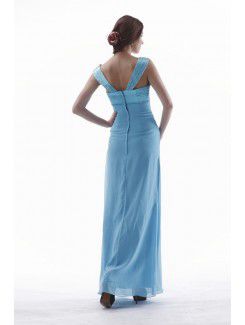 Chiffon Straps Ankle-Length Column Mother Of The Bride Dress with Ruffle