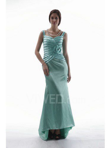 Charmeuse Straps Floor Length Sheath Mother Of The Bride Dress with Flowers and Jacket