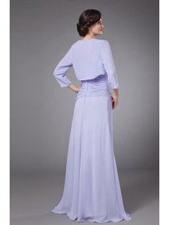 Chiffon One-Shoulder Sweep Train Column Mother Of The Bride Dress with Row Flower Embroidered and Jacket