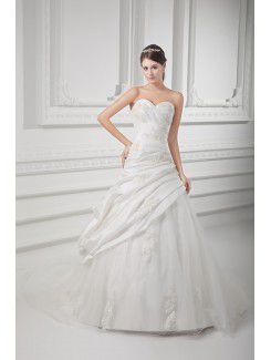 Taffeta Sweetheart A-line Floor Length Embroidered Wedding Dress