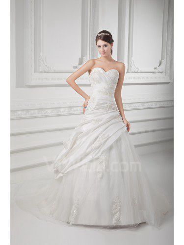Тафта милая-line длина пола вышитые свадебное платье