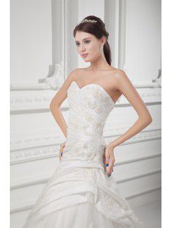 Taffeta Sweetheart A-line Floor Length Embroidered Wedding Dress