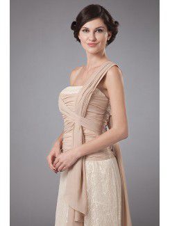 Lace One-Shoulder Floor Length Column Mother Of The Bride Dress with Sash