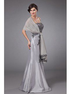 Satin Strapless Floor Length Mermaid Mother Of The Bride Dress with Embroidered