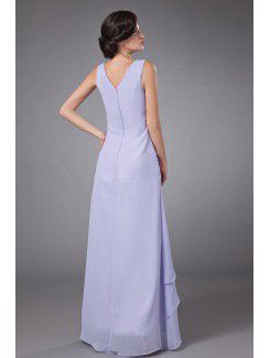 Chiffon V-Neckline Ankle-Length A-line Mother Of The Bride Dress with Rhinestones