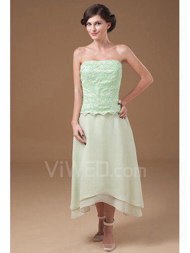 Chiffon Strapless Asymmetrical A-line Mother Of The Bride Dress with Jacket