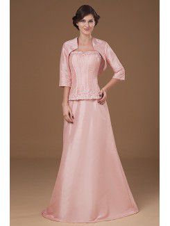 Taffeta Sweetheart Floor Length A-line Mother Of The Bride Dress with Embroidered and Jacket