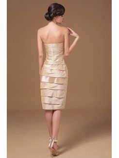 Satin Strapless Knee-Length Sheath Mother Of The Bride Dress with Rhinestones and Jacket