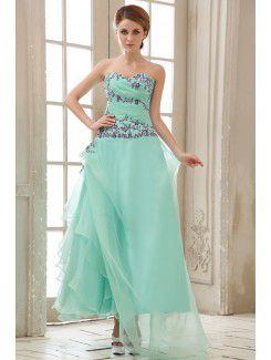 Chiffon Sweetheart Ankle-Length A-Line Evening Dress