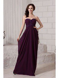 Chiffon Sweetheart Floor Length Column Evening Dress with Sequins