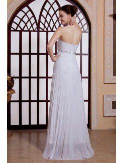 Chiffon Strapless Floor Length Column Evening Dress with Sequins