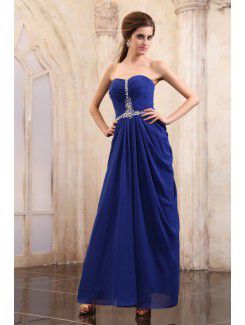 Chiffon Sweetheart Ankle-Length Column Evening Dress with Sequins and Ruffle