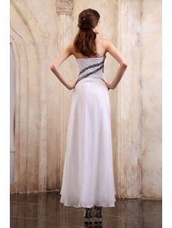 Chiffon One-Shoulder Ankle-Length A-line Evening Dress with Sequins and Ruffle