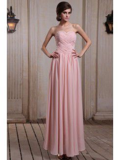 Chiffon Sweetheart Ankle-Length Column Evening Dress with Ruffle