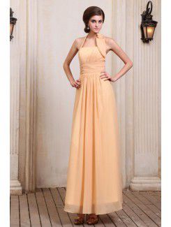 Chiffon Halter Ankle-Length A-line Evening Dress with Ruffle