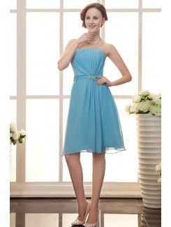 Chiffon Strapless Knee-Length A-line Cocktail Dress with Sequins and Ruffle