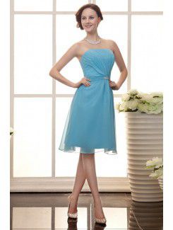 Chiffon Strapless Knee-Length A-line Cocktail Dress with Sequins and Ruffle