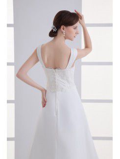 Chiffon Straps A-line Sweep Train Embroidered Wedding Dress