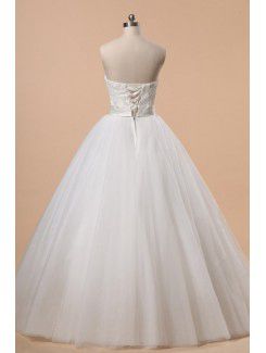 Lace Strapless Floor Length Ball Gown Wedding Dress