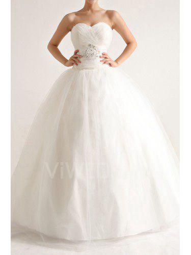 Pavimento palla lunghezza del vestito da sposa abito senza spalline in raso e rete