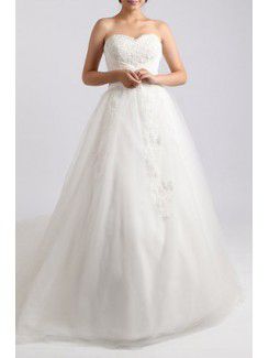 Organza train chapelle robe de bal de mariage robe avec cristal