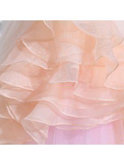 Organza Strapless Sweep Train Ball Gown Wedding Dress