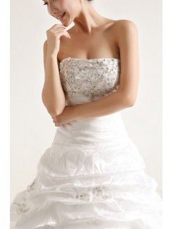 Taffeta Strapless Chapel Train Ball Gown Wedding Dress with Sequins