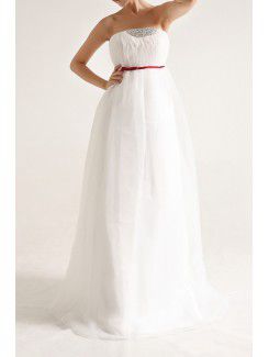 Organza Strapless Floor Length Empire Wedding Dress with Sequins