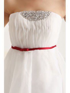 Organza Strapless Floor Length Empire Wedding Dress with Sequins