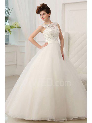 Кружева жемчужина длина пола бальное платье свадебное платье с кристаллом