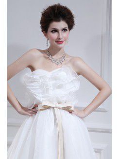 Organza Strapless Floor Length Ball Gown Wedding Dress