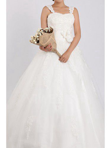 Чистая и атласные бретелек поезд бальное платье свадебное платье с кристаллом